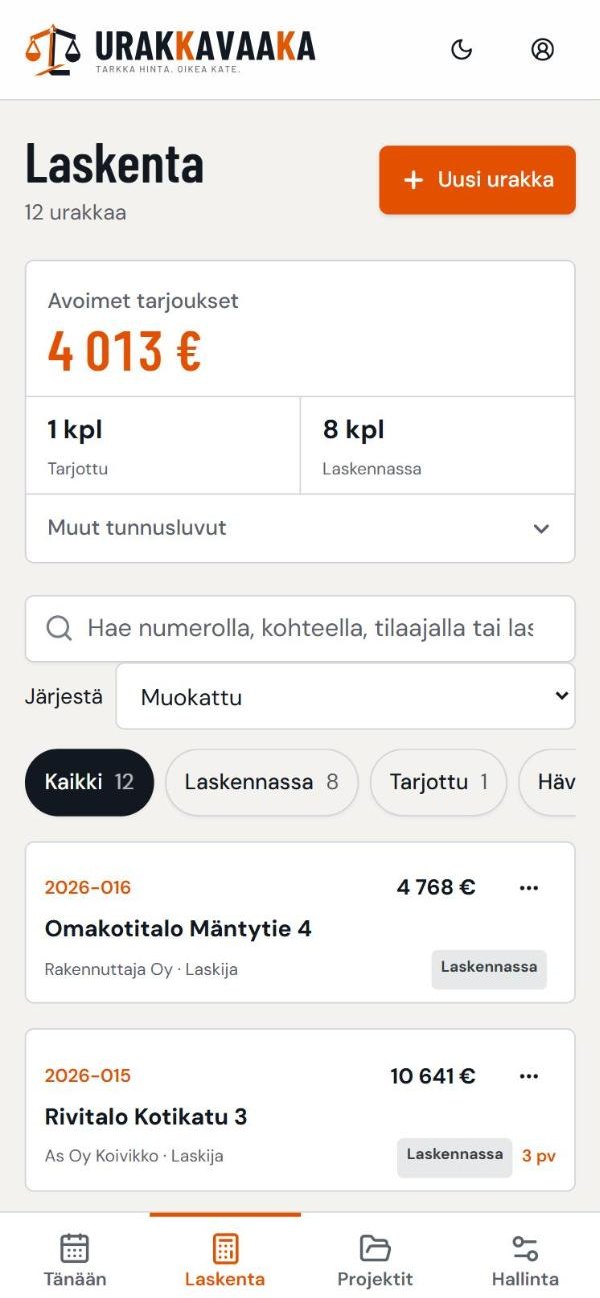 Urakkalista puhelimella